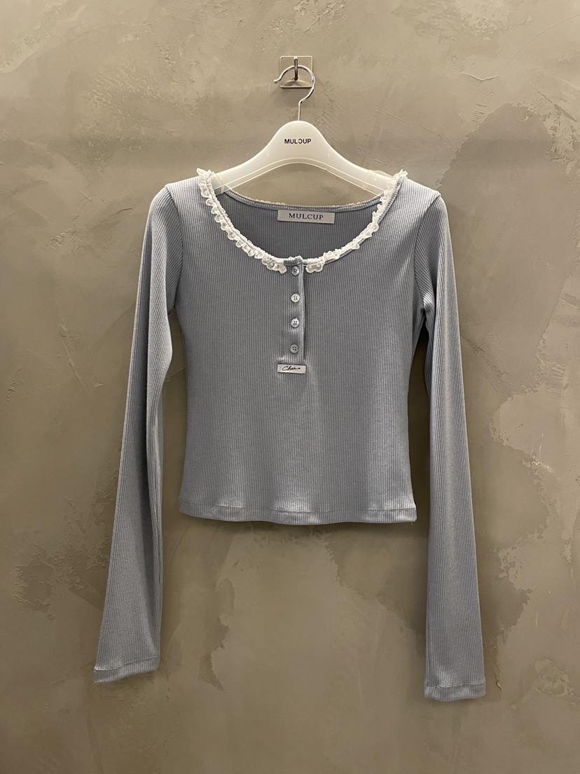 MULCUP韓國東大門直郵女裝新品人氣職業休閑26春夏長袖T恤紐扣MULCUP長袖T恤圖色1