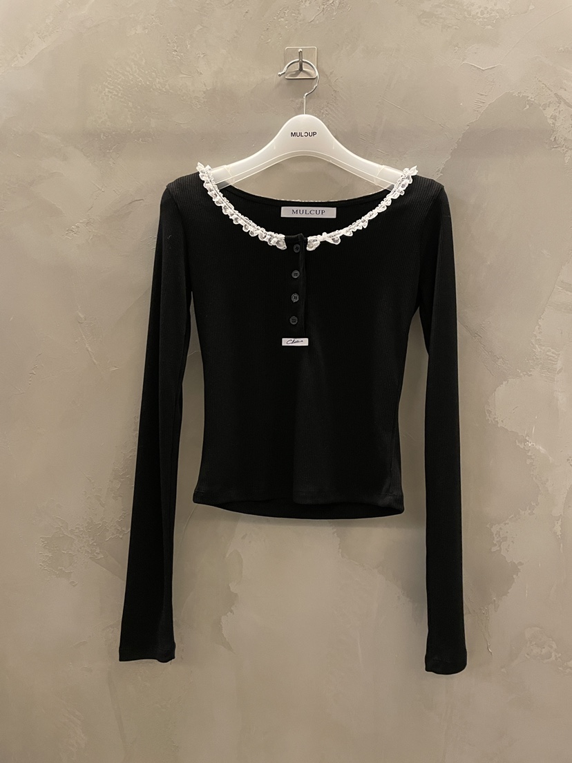 MULCUP韓國東大門直郵女裝新品人氣職業休閑26春夏長袖T恤紐扣MULCUP長袖T恤圖色2