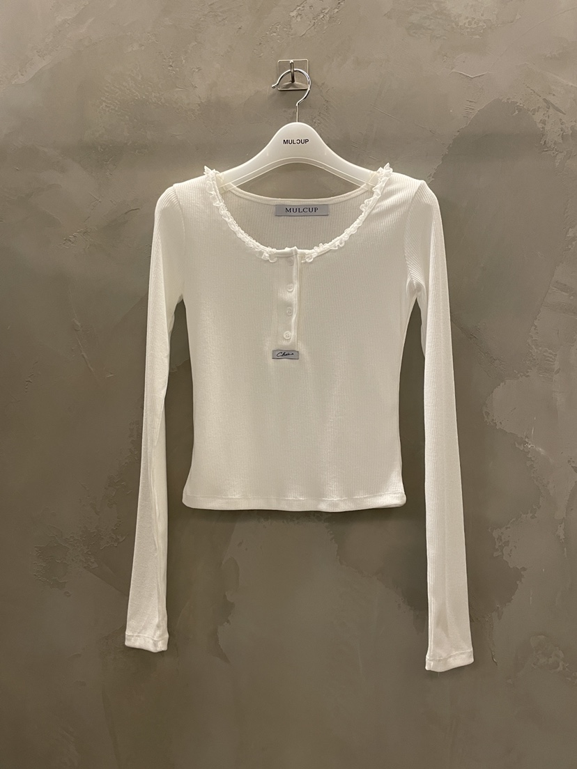 MULCUP韓國東大門直郵女裝新品人氣職業休閑26春夏長袖T恤紐扣MULCUP長袖T恤圖色3