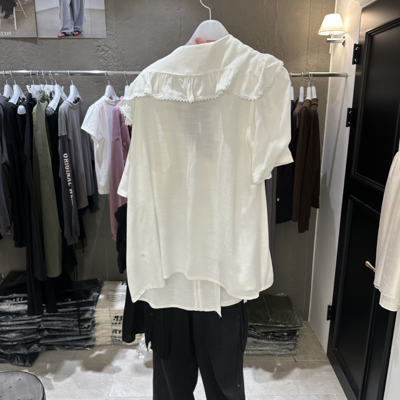 MIXXIN韓國直郵女裝新品時尚熱賣真品26春夏襯衫蕾絲衫褶裥MIXXIN襯衫/蕾絲衫