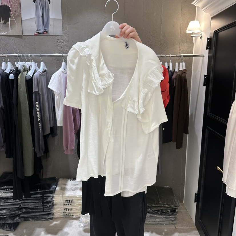 MIXXIN韓國直郵女裝新品時尚熱賣真品26春夏襯衫蕾絲衫褶裥MIXXIN襯衫/蕾絲衫圖色1