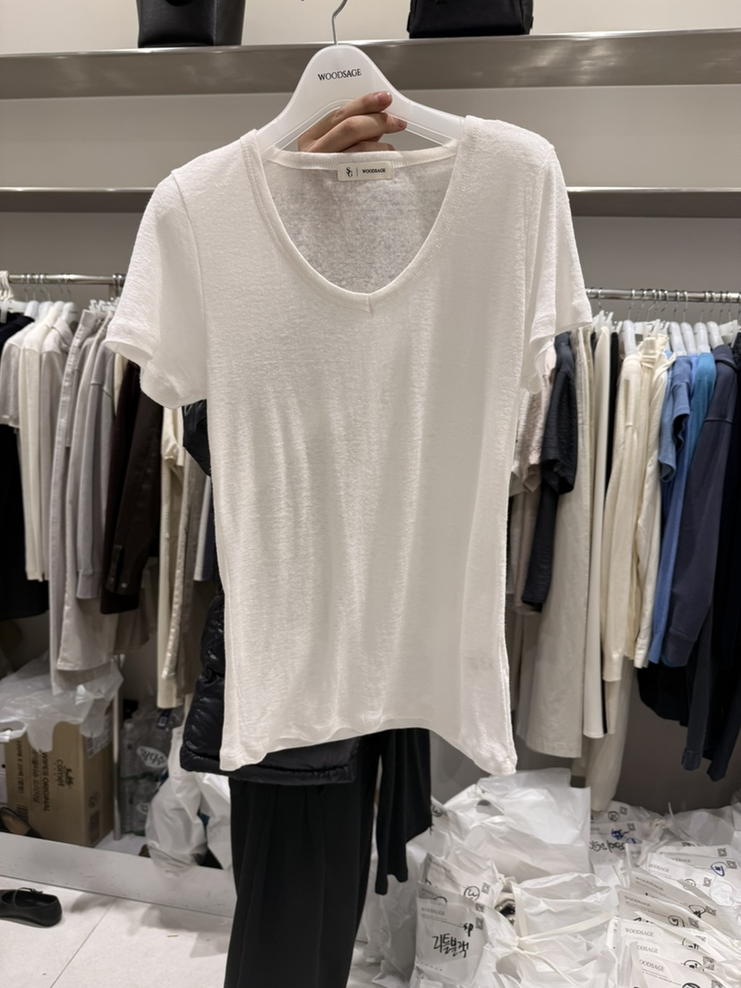WOOD SAGE韓國代購女士新款休閑職業26春夏時尚熱賣T恤亞麻WOOD SAGET恤圖色2