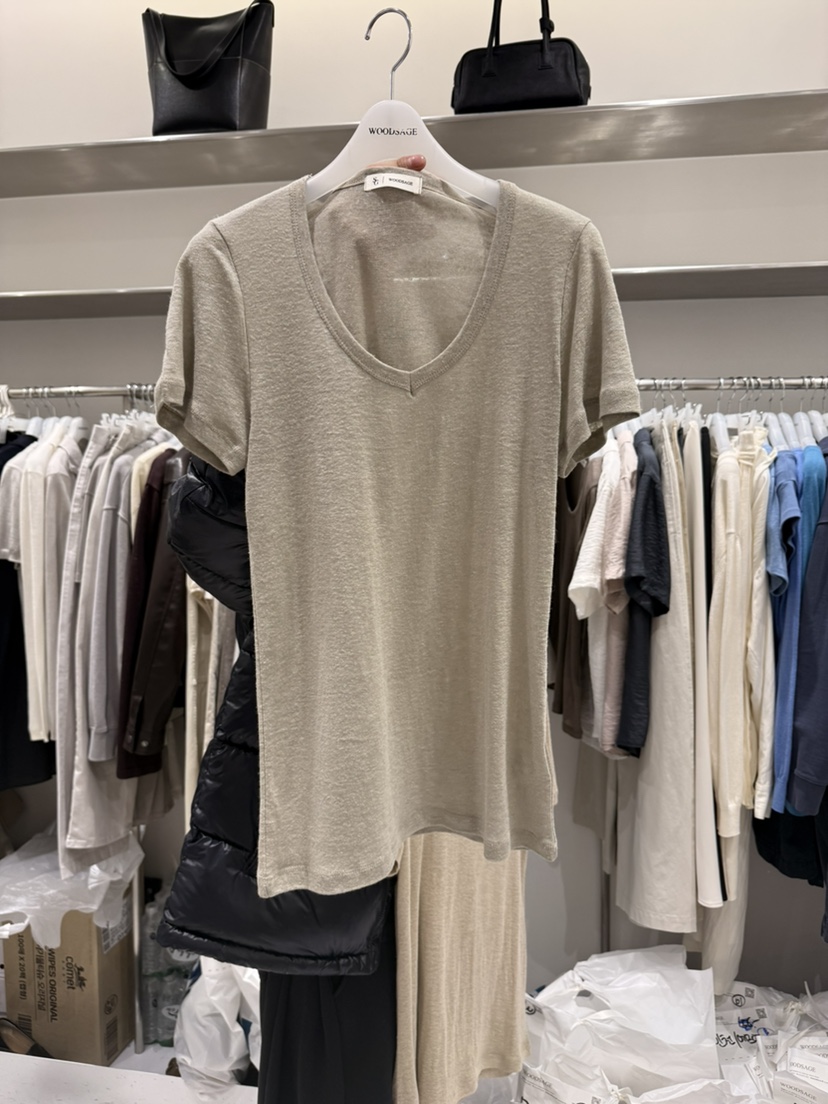 WOOD SAGE韓國代購女士新款休閑職業26春夏時尚熱賣T恤亞麻WOOD SAGET恤圖色4