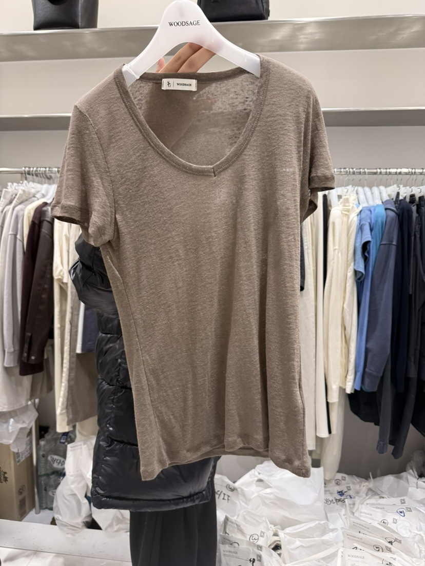 WOOD SAGE韓國代購女士新款休閑職業26春夏時尚熱賣T恤亞麻WOOD SAGET恤圖色6