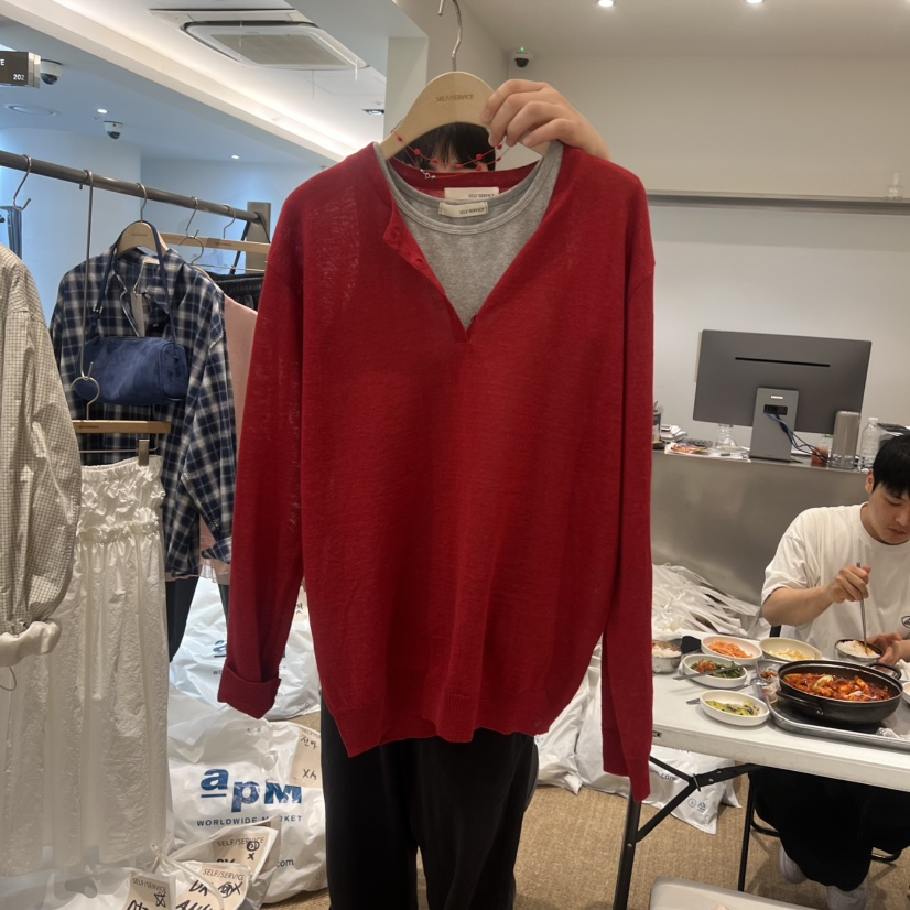 SELF SERVICE韓國代購女士新款休閑推薦針織衫不含內搭亞麻SELF SERVICE針織衫圖色1