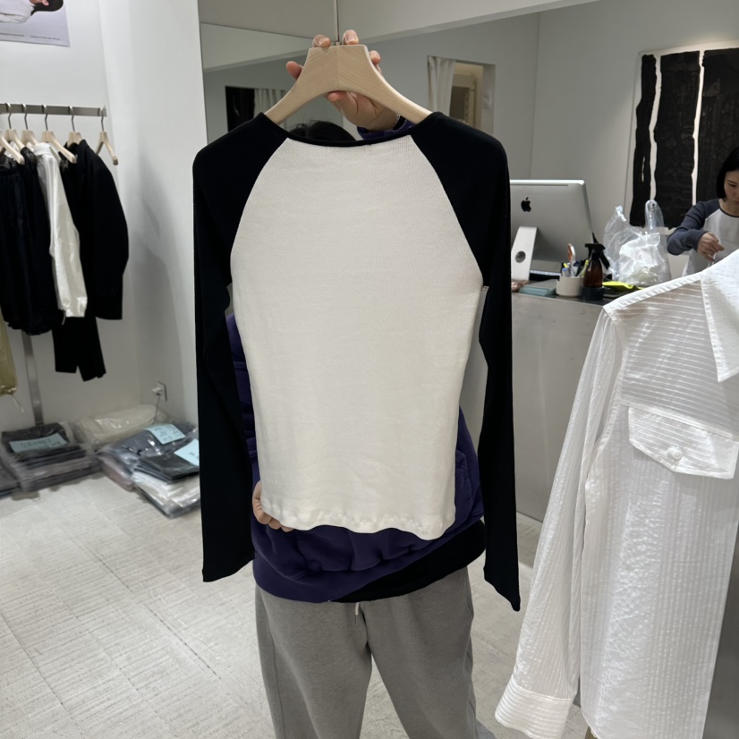 HAUTTE-P韓國直郵實拍女裝新品人氣休閑26春夏長袖T恤插肩袖HAUTTE長袖T恤