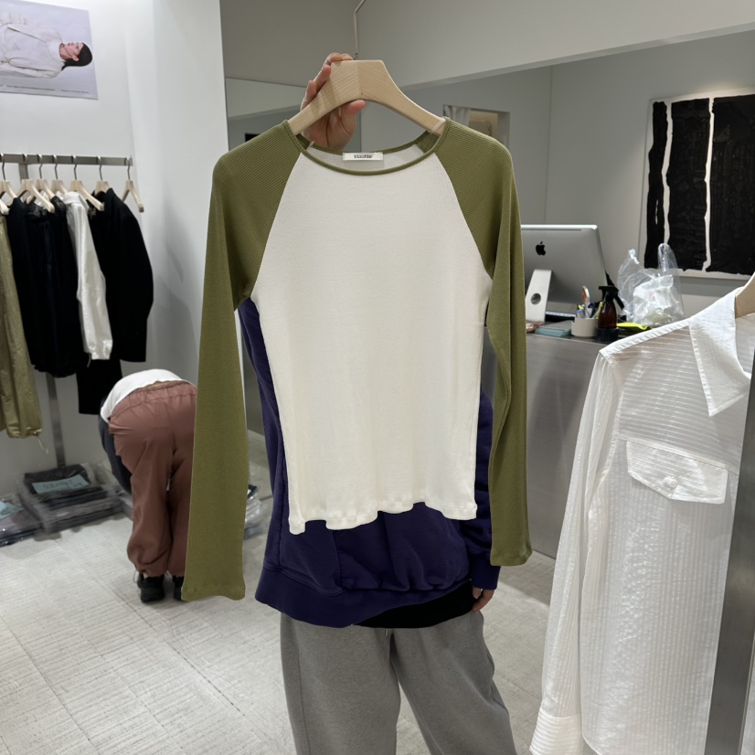 HAUTTE-P韓國直郵實拍女裝新品人氣休閑26春夏長袖T恤插肩袖HAUTTE長袖T恤圖色1