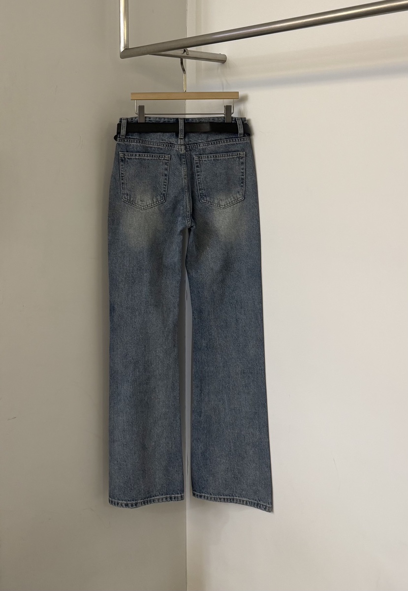 TWENTY FOUR SEVEN24-7韓國東大門代購女裝新品休閑牛仔褲含腰帶喇叭TEWNTY FOUR SEVEN24-7牛仔褲