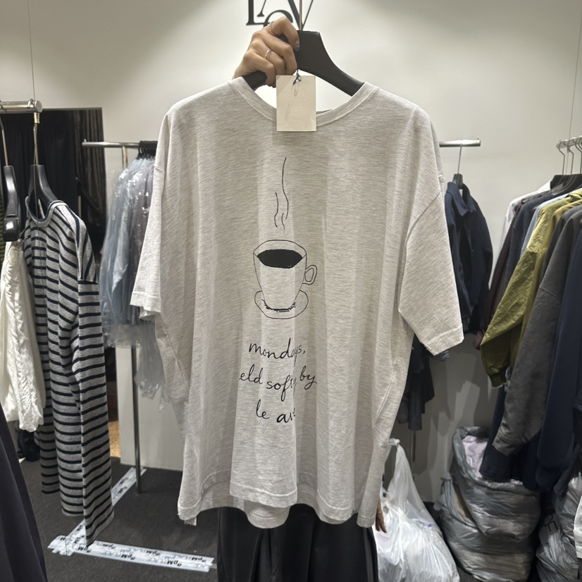 LE AVE韓國直郵女裝新品人氣推薦休閑熱賣職業時尚26春夏T恤LE AVET恤圖色3灰白色