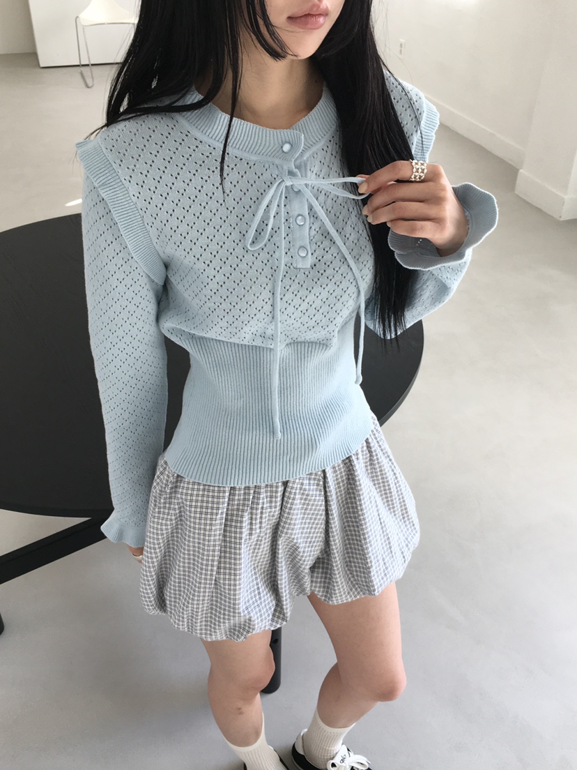 MARKE-P東大門實拍女士新品時尚職業26春夏針織衫褶邊針織MARKE-P針織衫