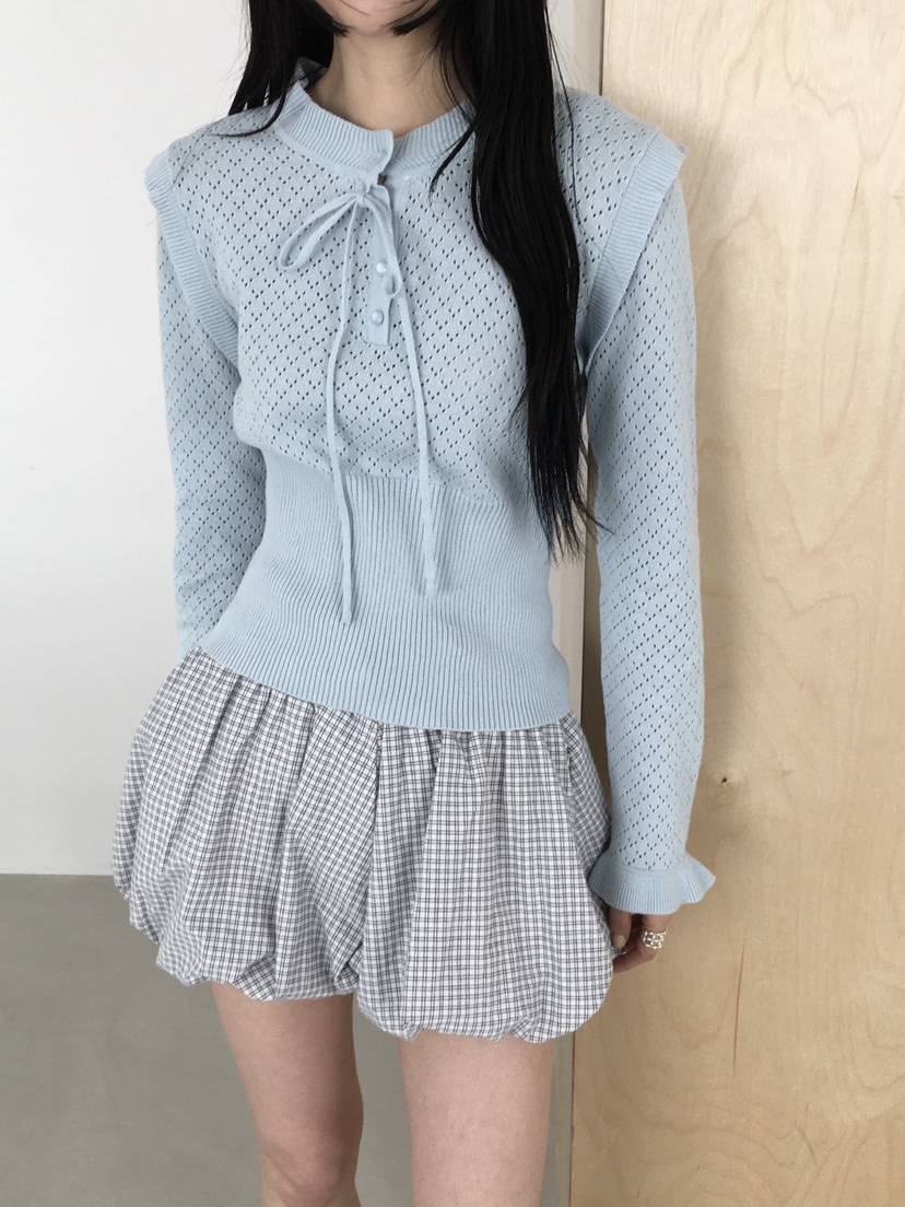 MARKE-P東大門實拍女士新品時尚職業26春夏針織衫褶邊針織MARKE-P針織衫