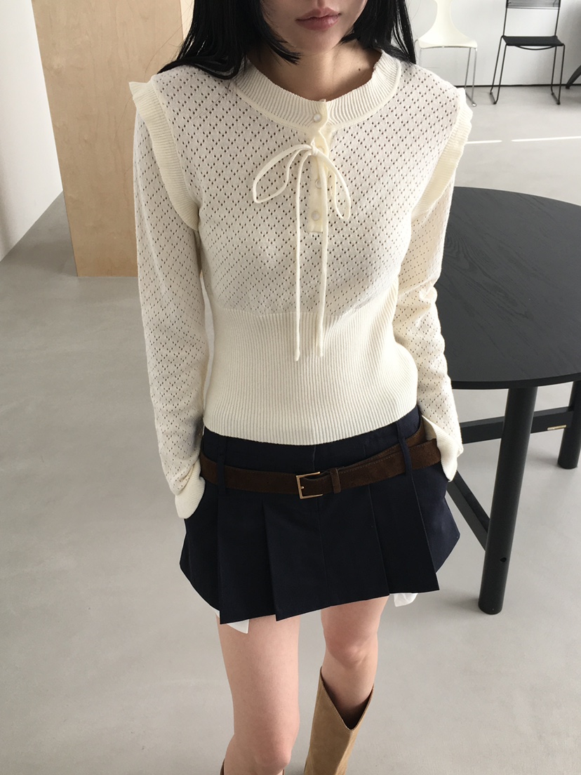 MARKE-P東大門實拍女士新品時尚職業26春夏針織衫褶邊針織MARKE-P針織衫