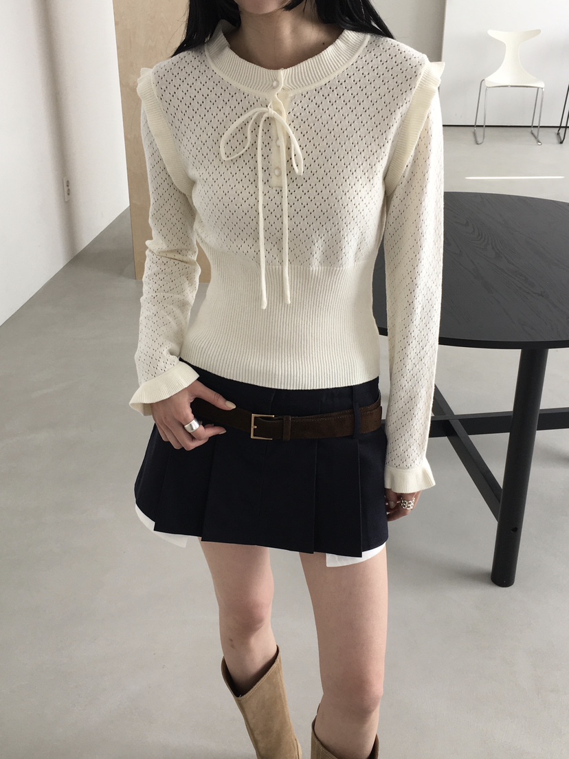 MARKE-P東大門實拍女士新品時尚職業26春夏針織衫褶邊針織MARKE-P針織衫