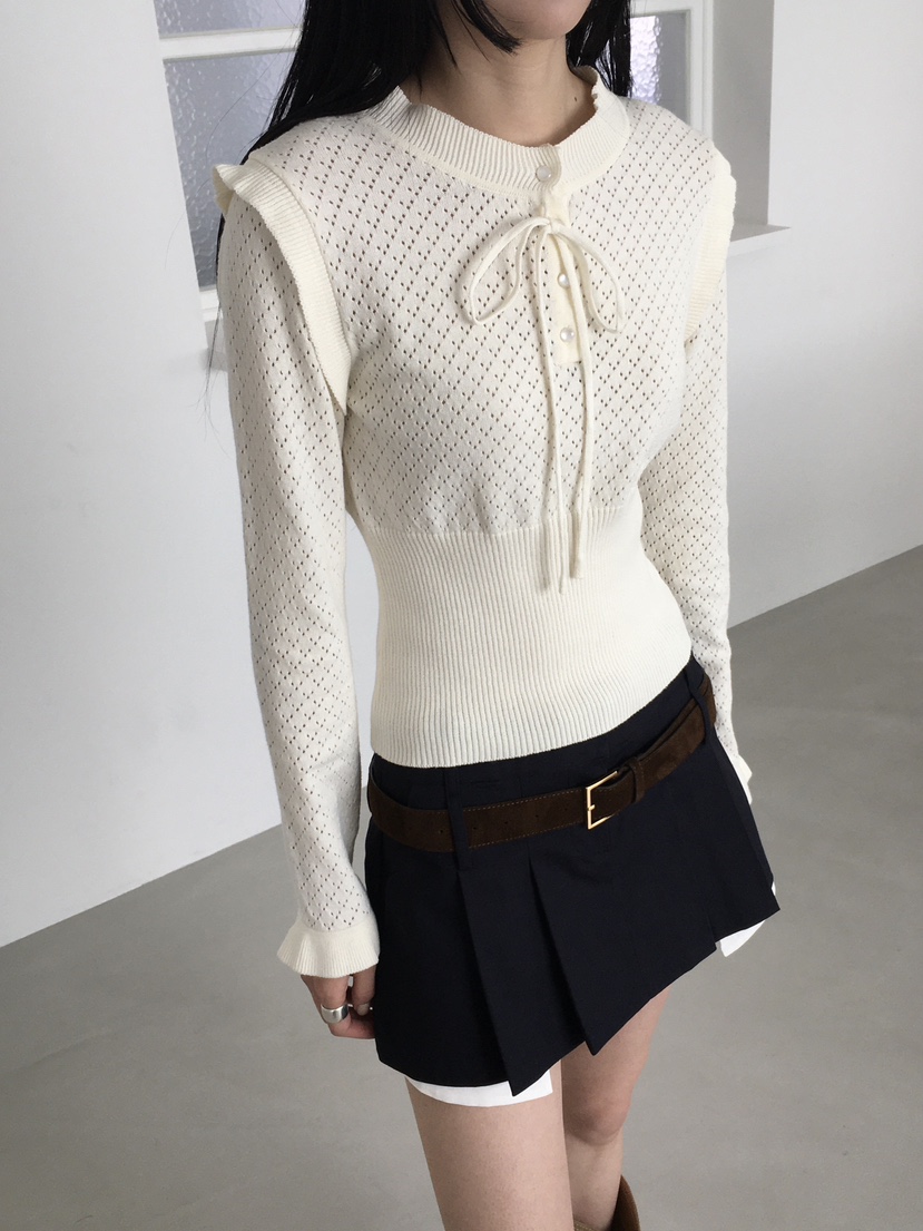 MARKE-P東大門實拍女士新品時尚職業26春夏針織衫褶邊針織MARKE-P針織衫