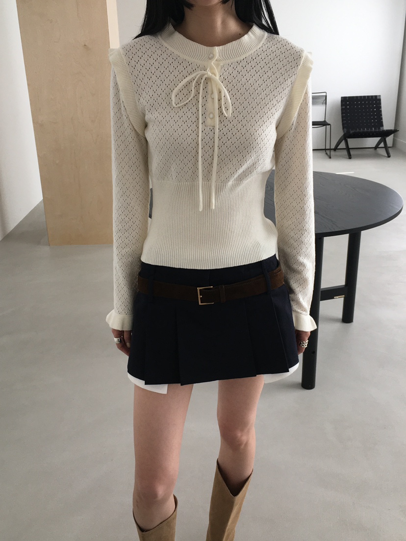 MARKE-P東大門實拍女士新品時尚職業26春夏針織衫褶邊針織MARKE-P針織衫