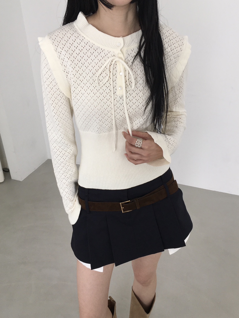 MARKE-P東大門實拍女士新品時尚職業26春夏針織衫褶邊針織MARKE-P針織衫