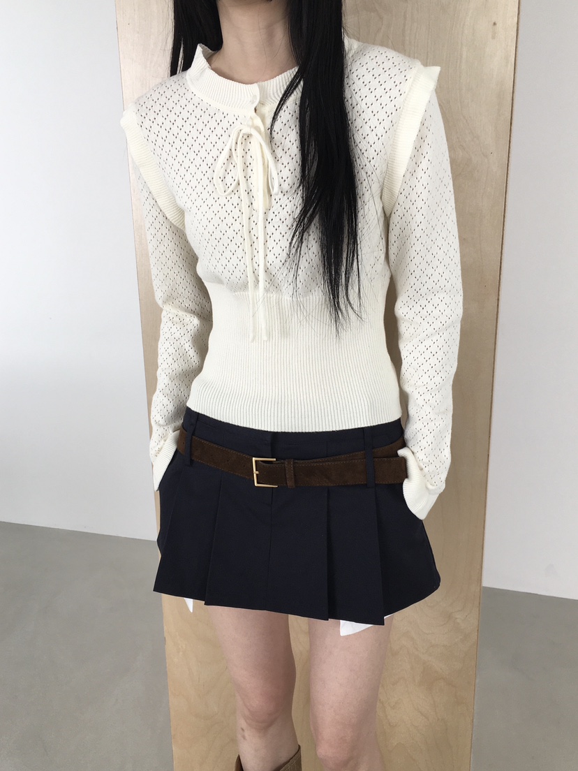 MARKE-P東大門實拍女士新品時尚職業26春夏針織衫褶邊針織MARKE-P針織衫