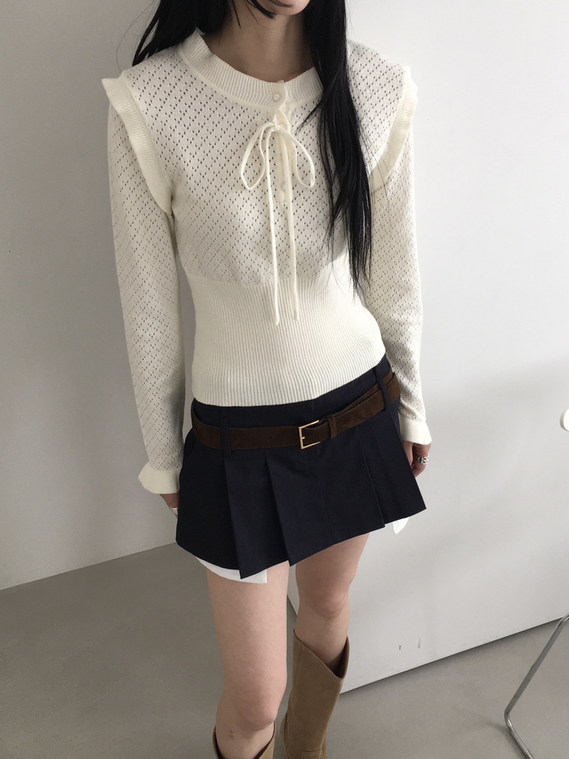 MARKE-P東大門實拍女士新品時尚職業26春夏針織衫褶邊針織MARKE-P針織衫