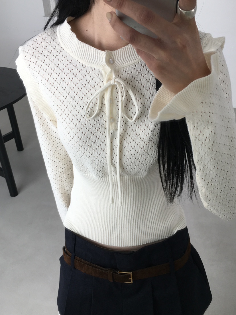 MARKE-P東大門實拍女士新品時尚職業26春夏針織衫褶邊針織MARKE-P針織衫