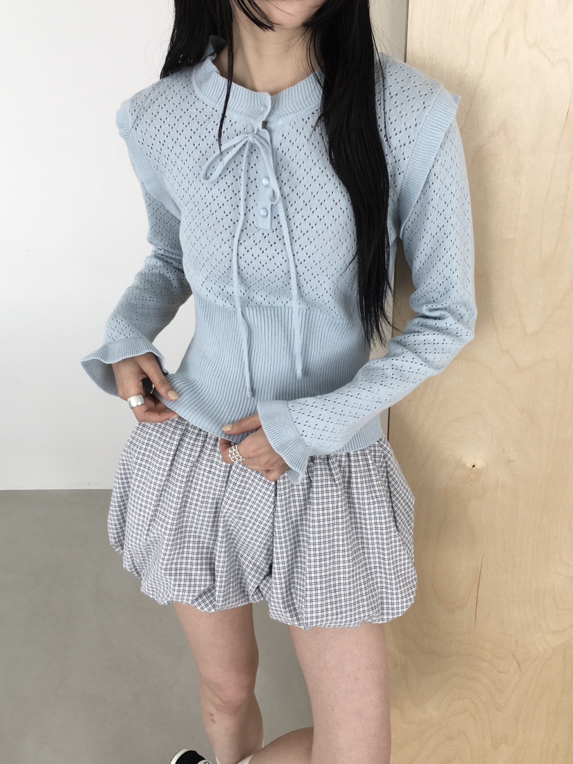 MARKE-P東大門實拍女士新品時尚職業26春夏針織衫褶邊針織MARKE-P針織衫圖色1