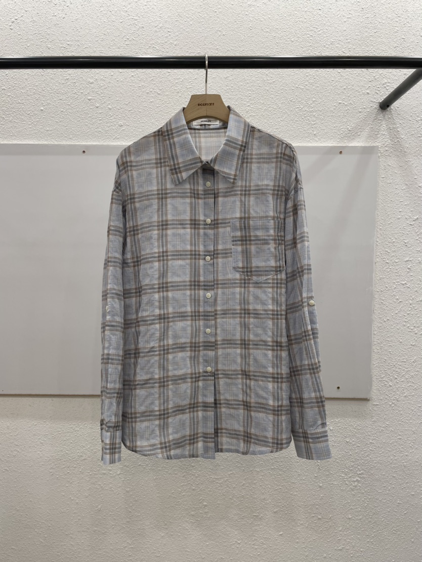 EGGPLANT東大門直郵女士新款推薦真品熱賣襯衫蕾絲衫格子EGGPLANT襯衫/蕾絲衫圖色1