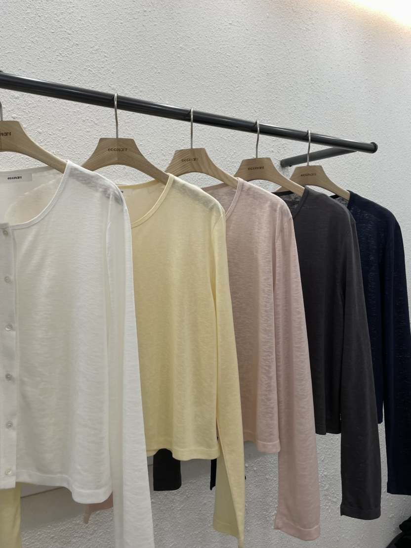 EGGPLANT東大門代購女裝新品推薦26春夏熱賣長袖T恤開衫紐扣EGGPLANT長袖T恤