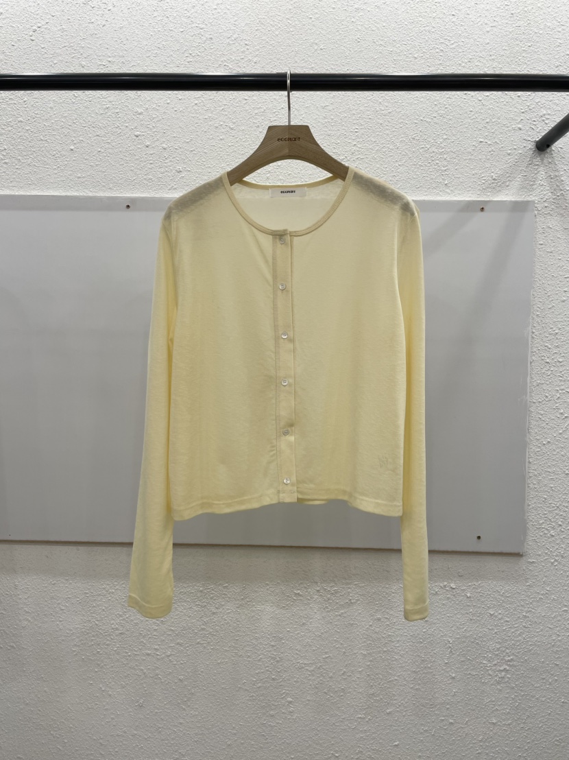 EGGPLANT東大門代購女裝新品推薦26春夏熱賣長袖T恤開衫紐扣EGGPLANT長袖T恤圖色2