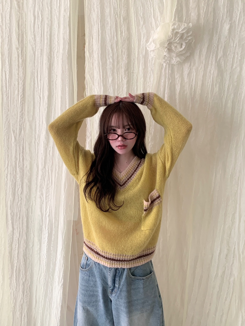 MAISONDEGLORY韓國直郵女裝新品時尚人氣真品推薦針織衫V領MAISON DE GLORY針織衫