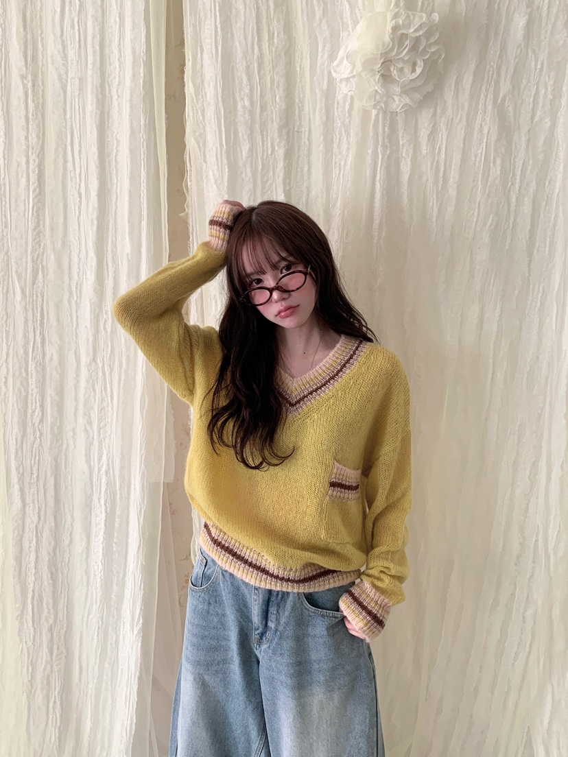 MAISONDEGLORY韓國直郵女裝新品時尚人氣真品推薦針織衫V領MAISON DE GLORY針織衫