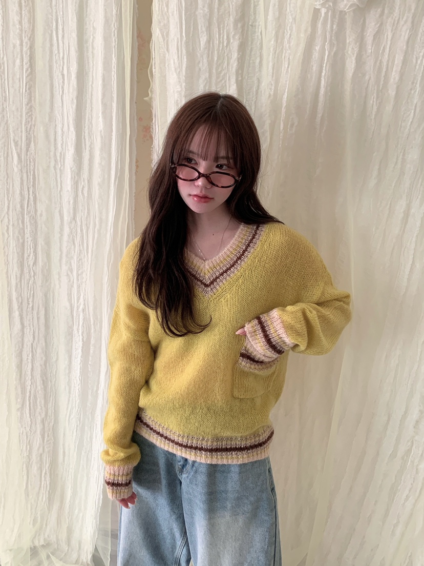 MAISONDEGLORY韓國直郵女裝新品時尚人氣真品推薦針織衫V領MAISON DE GLORY針織衫