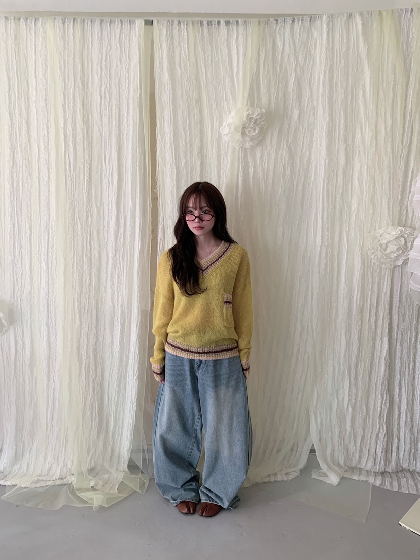 MAISONDEGLORY韓國直郵女裝新品時尚人氣真品推薦針織衫V領MAISON DE GLORY針織衫