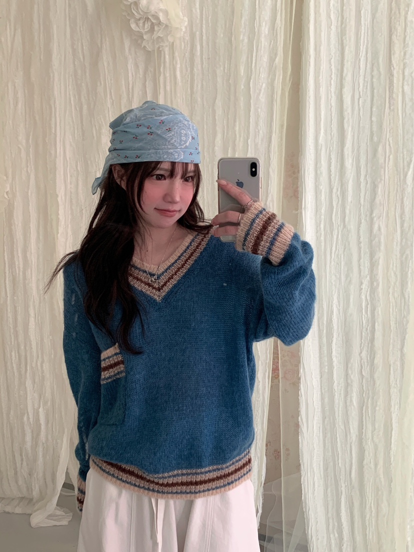 MAISONDEGLORY韓國直郵女裝新品時尚人氣真品推薦針織衫V領MAISON DE GLORY針織衫