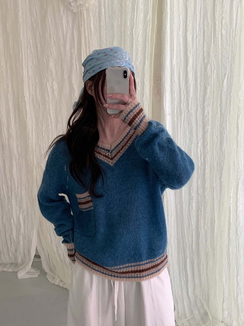 MAISONDEGLORY韓國直郵女裝新品時尚人氣真品推薦針織衫V領MAISON DE GLORY針織衫