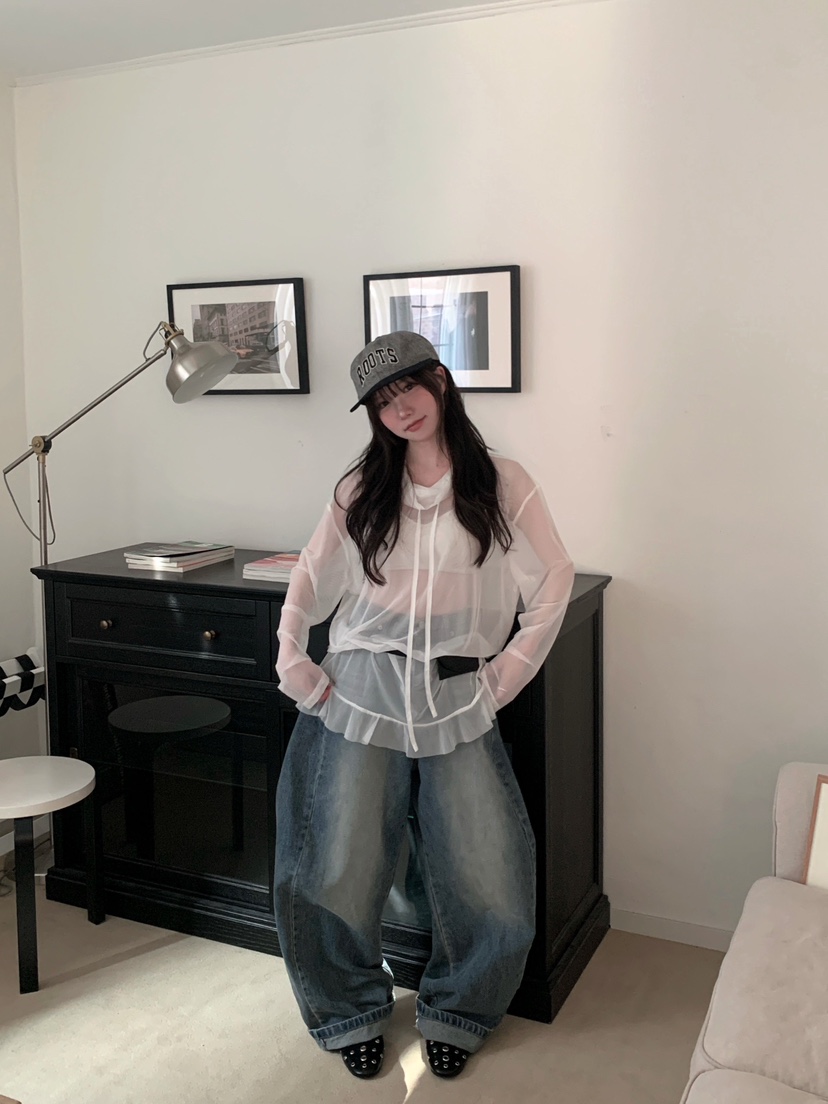 MAISONDEGLORY東大門直郵女士新款26春夏長袖T恤不含腰帶網眼高領MAISON DE GLORY長袖T恤