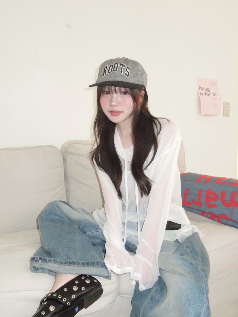 MAISONDEGLORY東大門直郵女士新款26春夏長袖T恤不含腰帶網眼高領MAISON DE GLORY長袖T恤