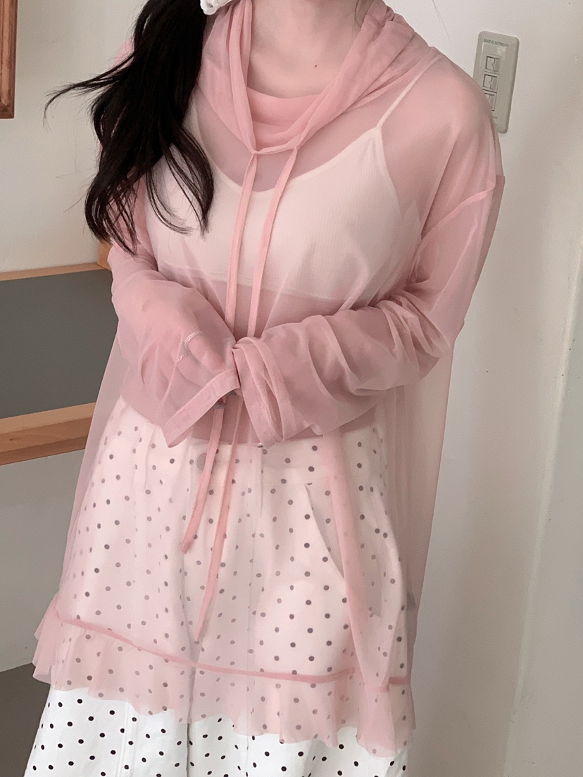 MAISONDEGLORY東大門直郵女士新款26春夏長袖T恤不含腰帶網眼高領MAISON DE GLORY長袖T恤圖色1