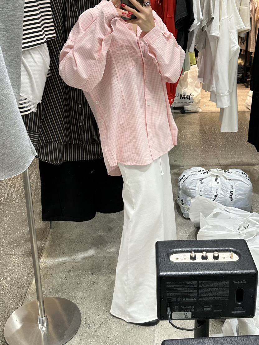 INSSENSE-A韓國直郵女裝新品職業26春夏熱賣襯衫蕾絲衫格子INSSENSE-A襯衫/蕾絲衫