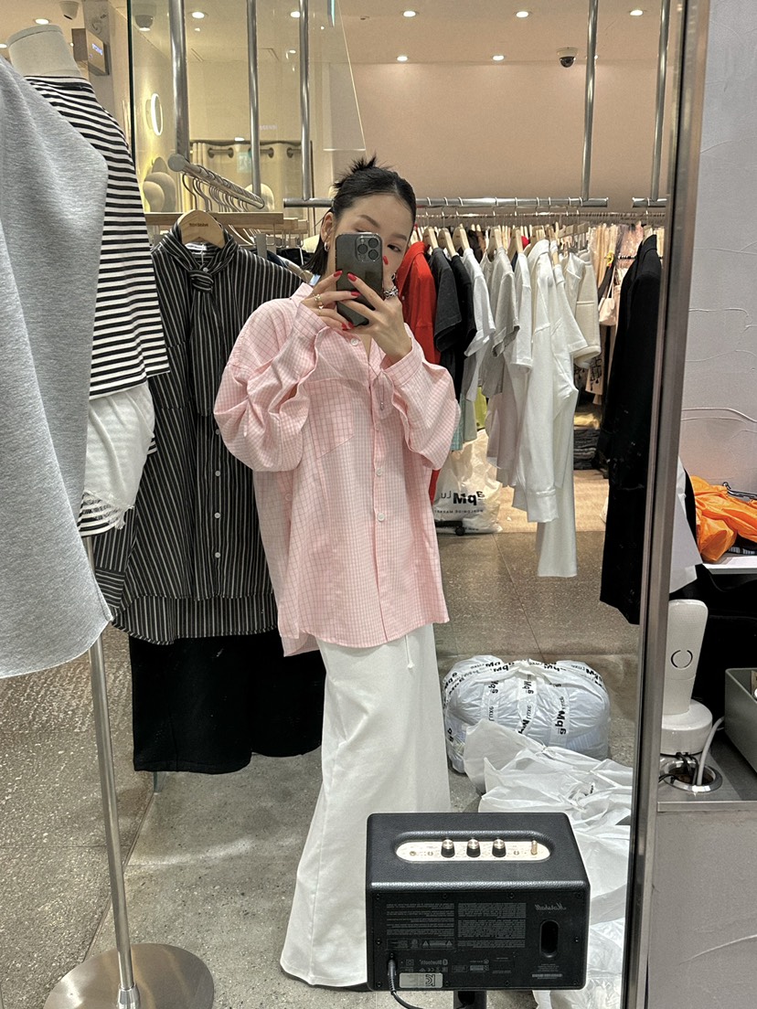 INSSENSE-A韓國直郵女裝新品職業26春夏熱賣襯衫蕾絲衫格子INSSENSE-A襯衫/蕾絲衫