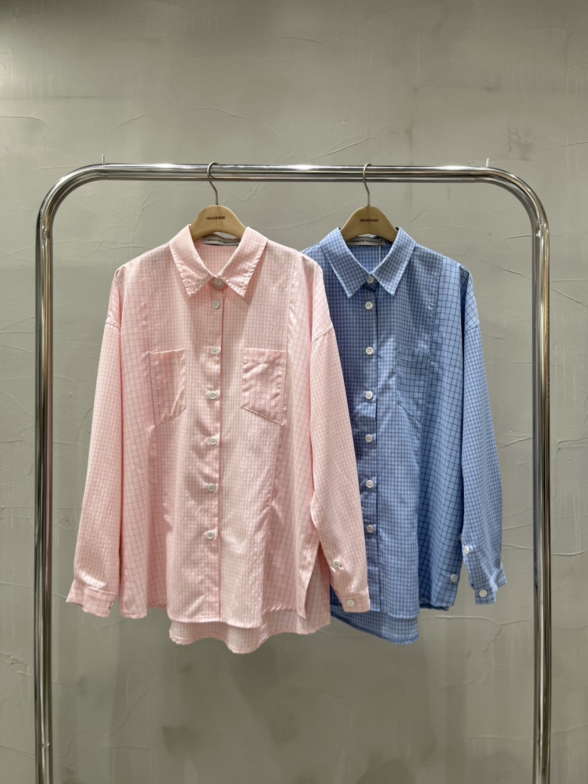 INSSENSE-A韓國直郵女裝新品職業26春夏熱賣襯衫蕾絲衫格子INSSENSE-A襯衫/蕾絲衫