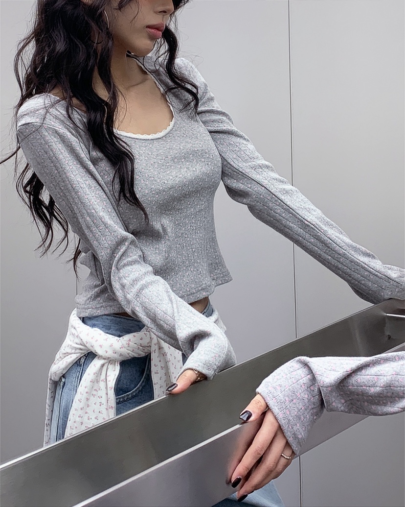 LIVE AID-P韓國代購女士新品推薦時尚休閑26春夏長袖T恤LIVE AID-P長袖T恤