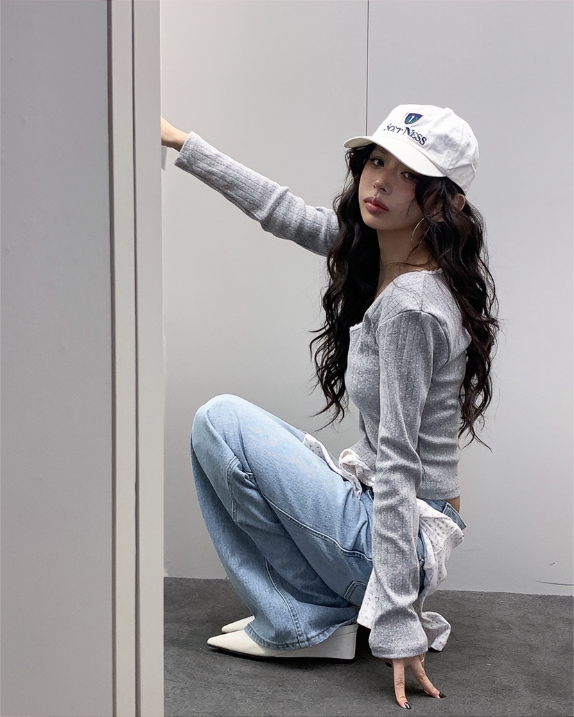 LIVE AID-P韓國代購女士新品推薦時尚休閑26春夏長袖T恤LIVE AID-P長袖T恤