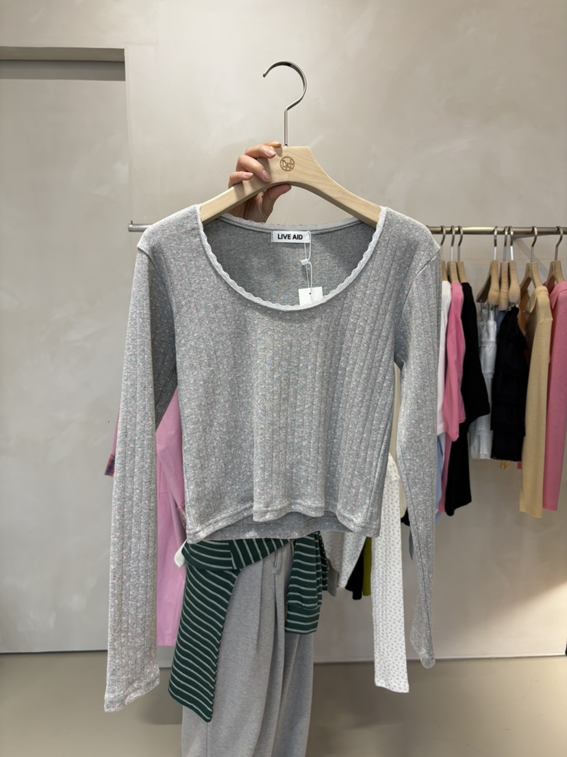 LIVE AID-P韓國代購女士新品推薦時尚休閑26春夏長袖T恤LIVE AID-P長袖T恤圖色2