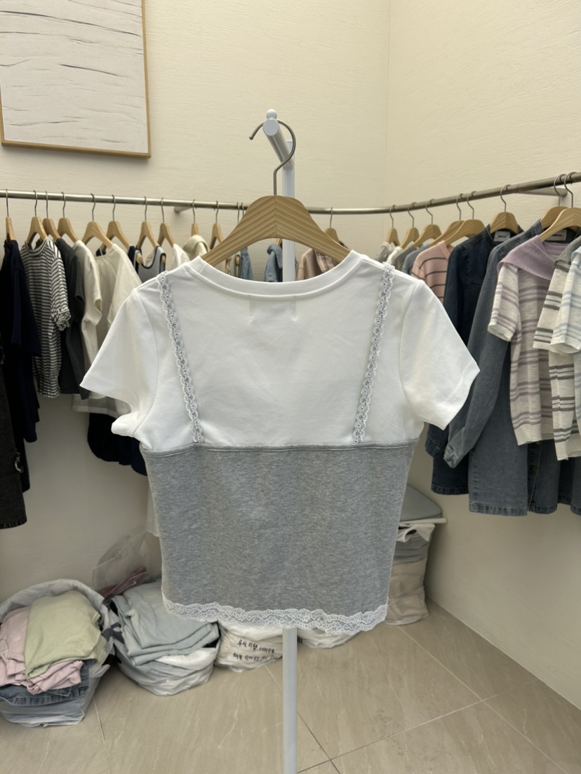 MILK TEA韓國代購女士新品真品熱賣職業休閑26春夏T恤蕾絲MILK TEAT恤