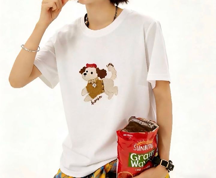 BLING BLING-S/RICO韓國直郵女士新品職業T恤刺繡狗狗BLING BLING-S/RICOT恤