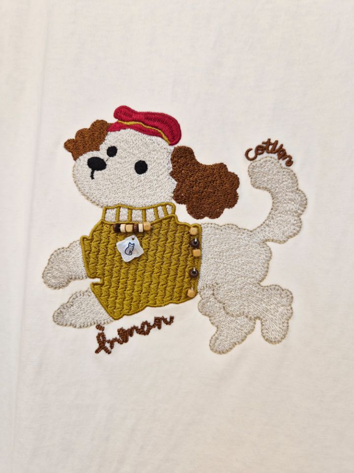 BLING BLING-S/RICO韓國直郵女士新品職業T恤刺繡狗狗BLING BLING-S/RICOT恤