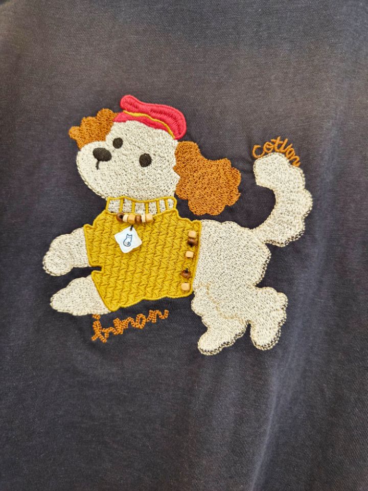 BLING BLING-S/RICO韓國直郵女士新品職業T恤刺繡狗狗BLING BLING-S/RICOT恤