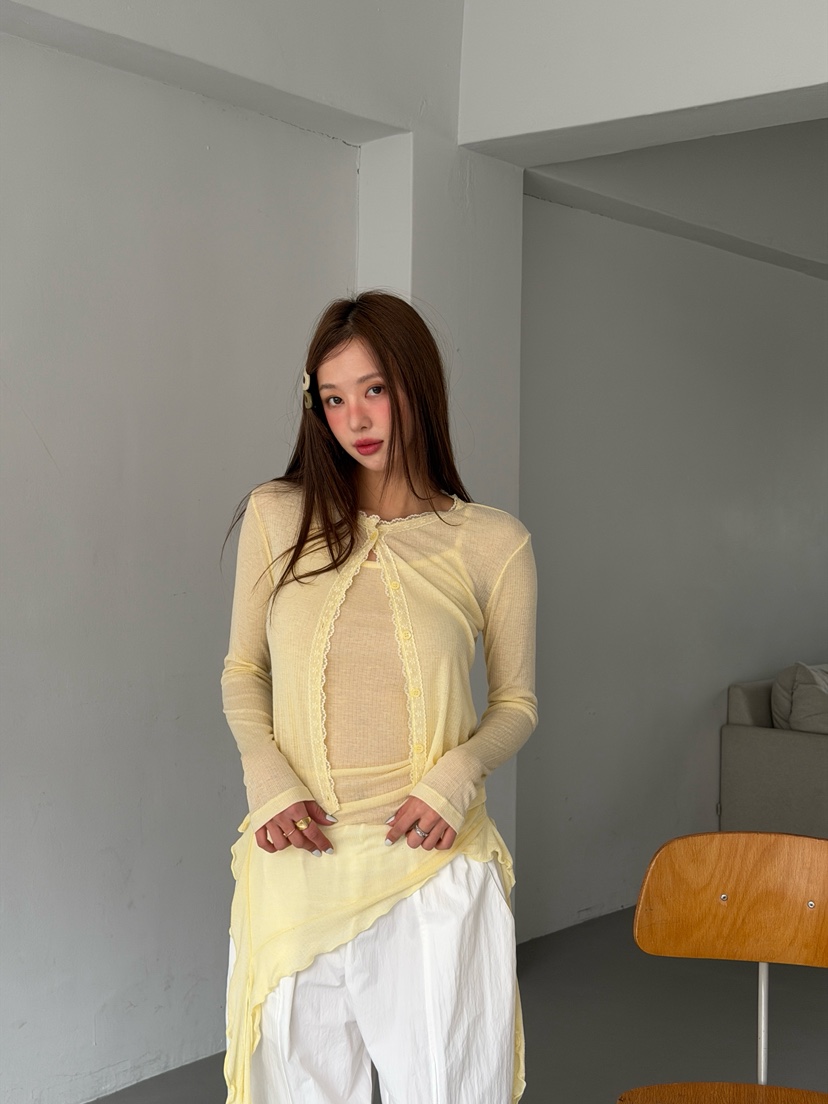 ZITTEN東大門直郵女士新品時尚熱賣職業人氣長袖T恤蕾絲開衫ZITTEN長袖T恤