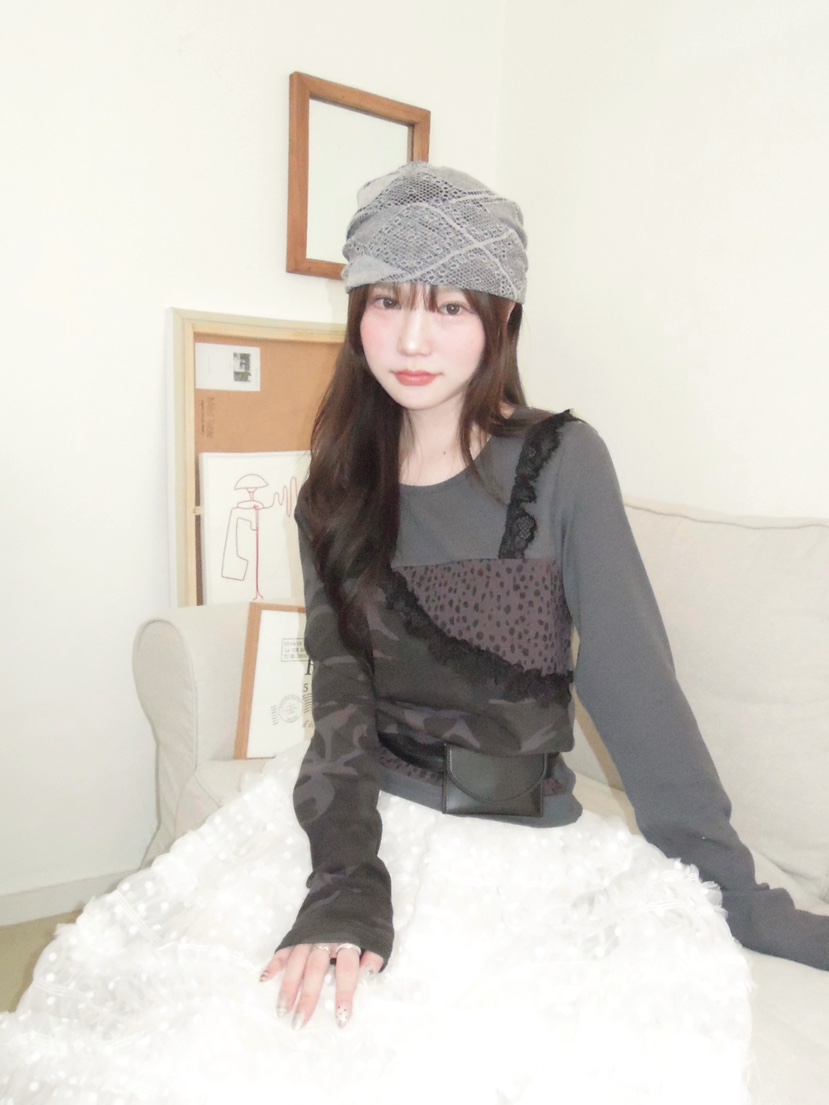 MAISONDEGLORY東大門實拍女裝新品職業長袖T恤不含腰帶迷彩MAISON DE GLORY長袖T恤