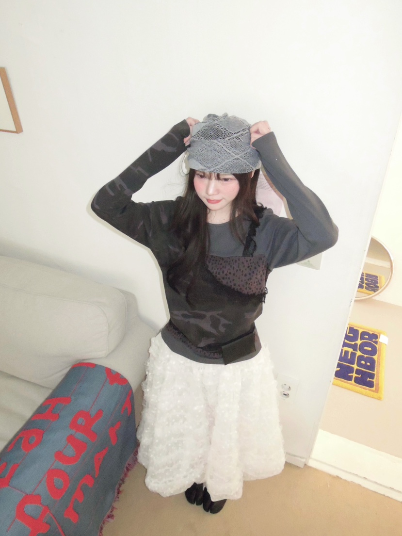 MAISONDEGLORY東大門實拍女裝新品職業長袖T恤不含腰帶迷彩MAISON DE GLORY長袖T恤