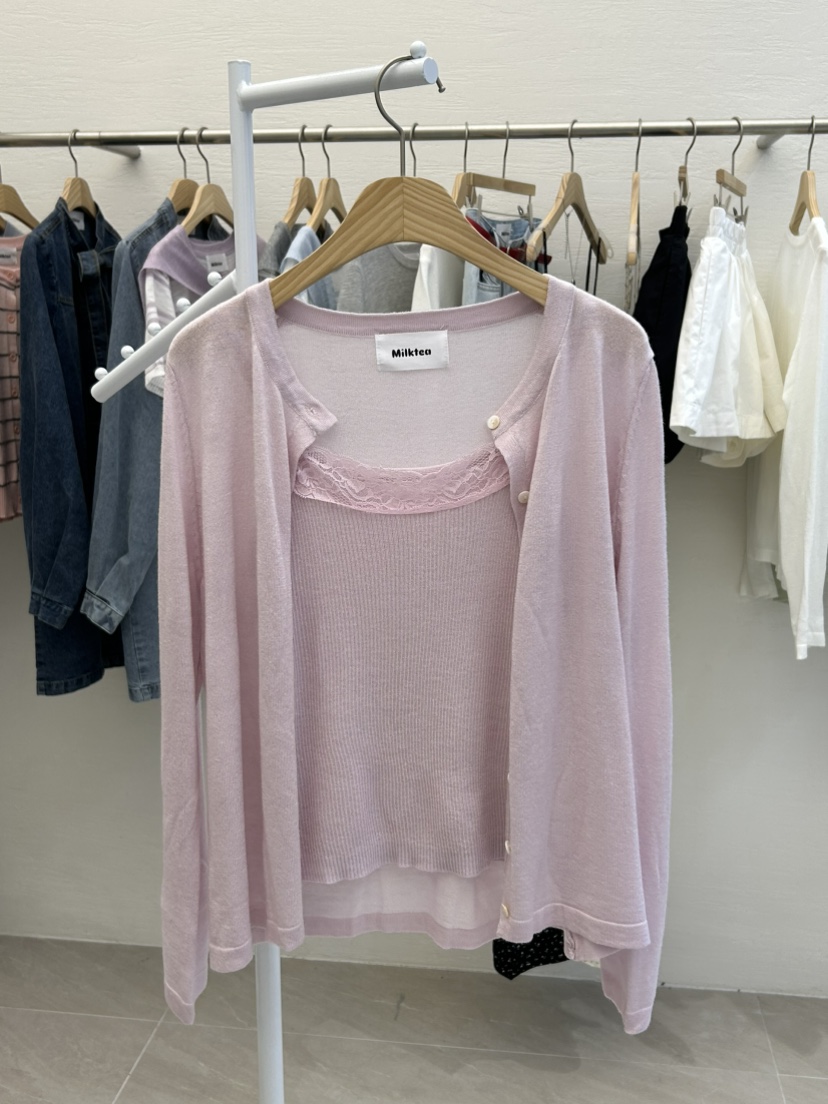 MILK TEA韓國直郵女裝新款人氣推薦時尚熱賣套裝套裝蕾絲MILK TEA套裝圖色2